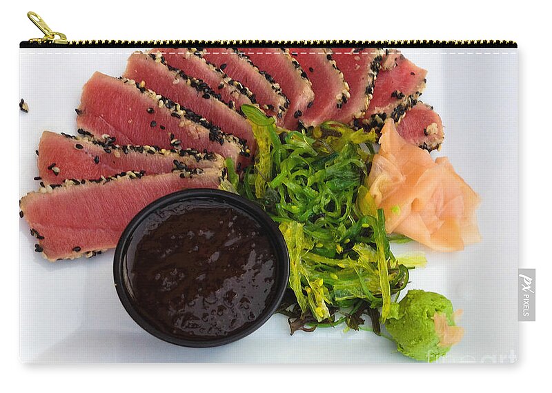 Dining Zip Pouch featuring the photograph Seared Tuna with Ginger by Thomas Marchessault