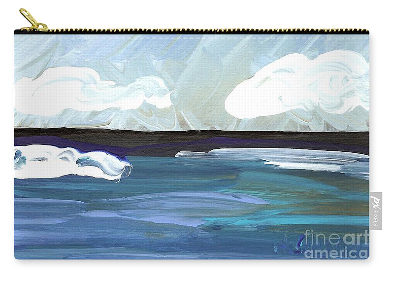 Seascape Zip Pouch featuring the painting Seascape 23 by Helena M Langley