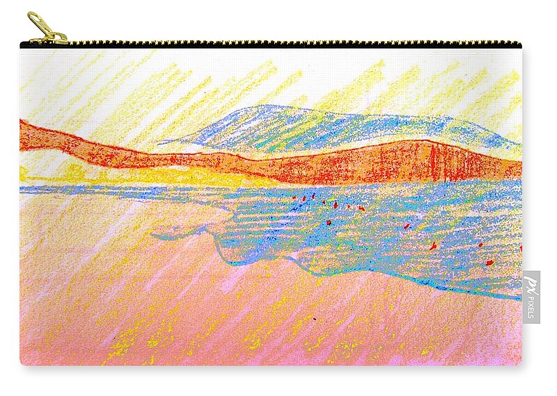 Seascapes Zip Pouch featuring the painting Seascape Limassol Cyprus by Anita Dale Livaditis