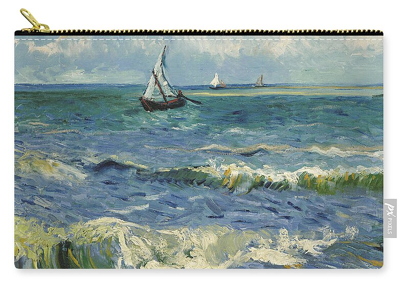 Vincent Van Gogh Zip Pouch featuring the painting Seascape by Vincent Van Gogh