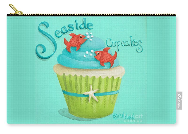 Art Zip Pouch featuring the painting Seaside Cupcakes by Catherine Holman