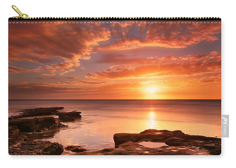Sunset Zip Pouch featuring the photograph Seaside Reef Sunset 15 by Larry Marshall