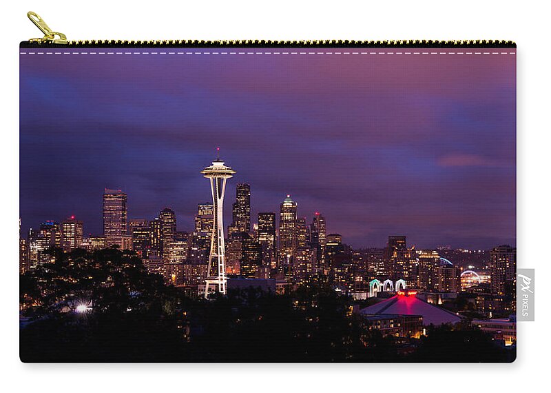 Seattle Zip Pouch featuring the photograph Seattle Night by Chad Dutson