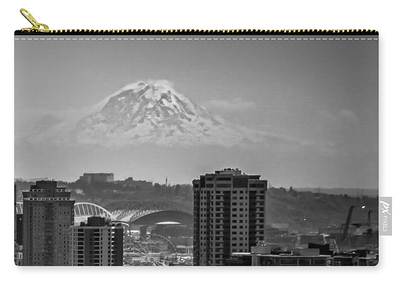 Seattle Skyline Zip Pouch featuring the photograph Seattle Skyline Right Side Triptych by TK Goforth