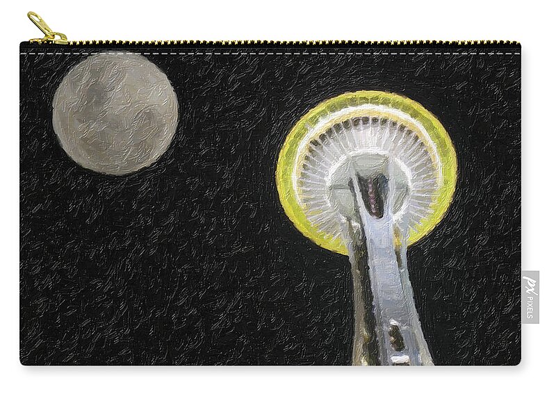 Seattle Zip Pouch featuring the photograph Seattle Space Needle by David Gleeson