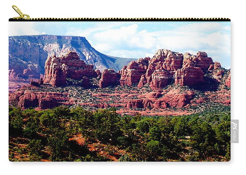 Red Zip Pouch featuring the photograph Sedona-14 by Dean Ferreira