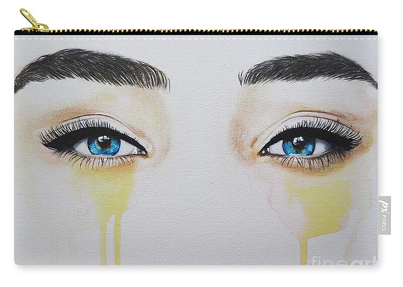 Eye Painting Zip Pouch featuring the painting Seeing Into The Soul #3 by Malinda Prud'homme