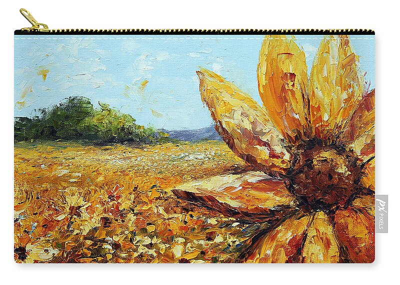 Sunflower Zip Pouch featuring the painting Seeing the Sun by Meaghan Troup