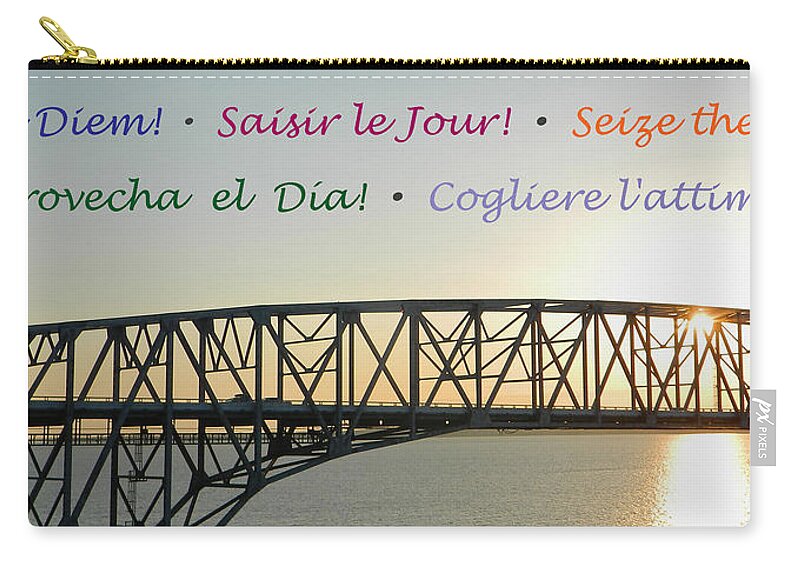 Seize The Day Zip Pouch featuring the photograph Seize The Day - Annapolis Bay Bridge by Emmy Marie Vickers