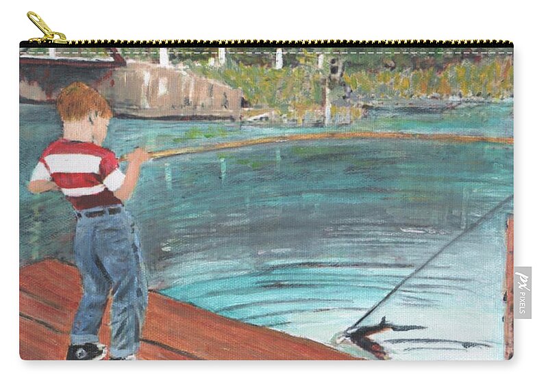 Fishing Zip Pouch featuring the painting Self Portrait by Cliff Wilson