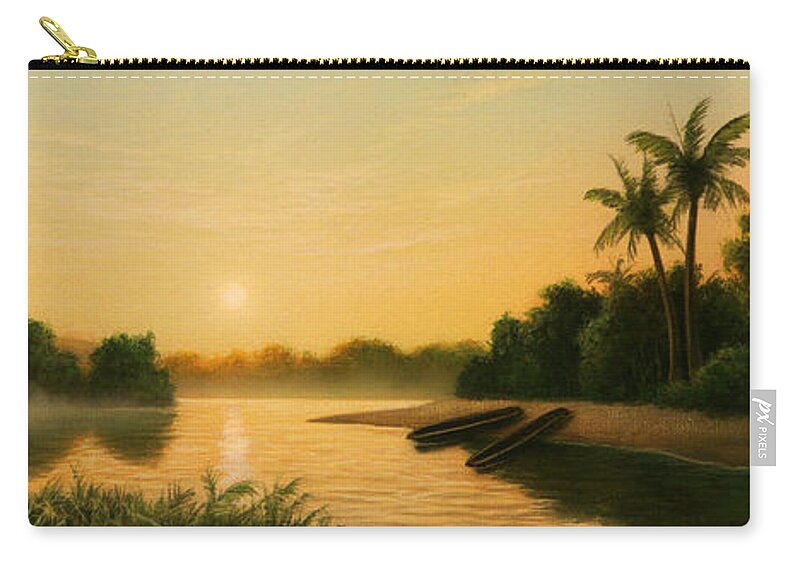 Native American Zip Pouch featuring the painting Seminole Sunset by Jerry LoFaro