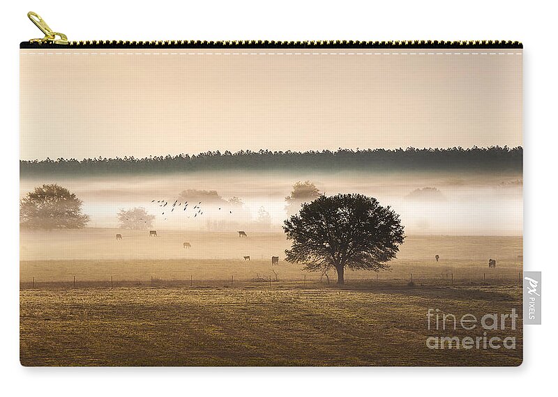 Animal Zip Pouch featuring the photograph Sepia Landscape from 500 feet by Jo Ann Tomaselli