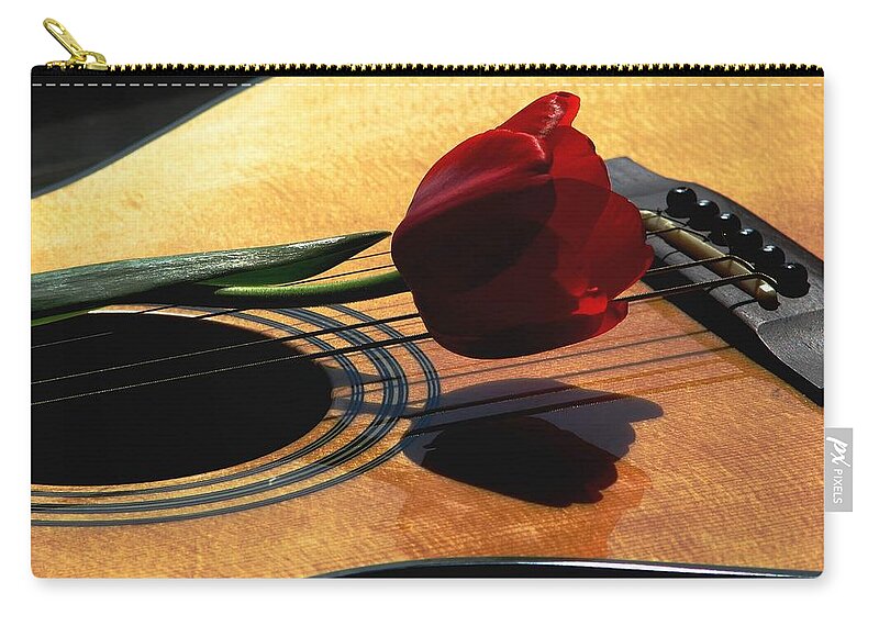 Guitar Zip Pouch featuring the photograph Serenade by Angela Davies