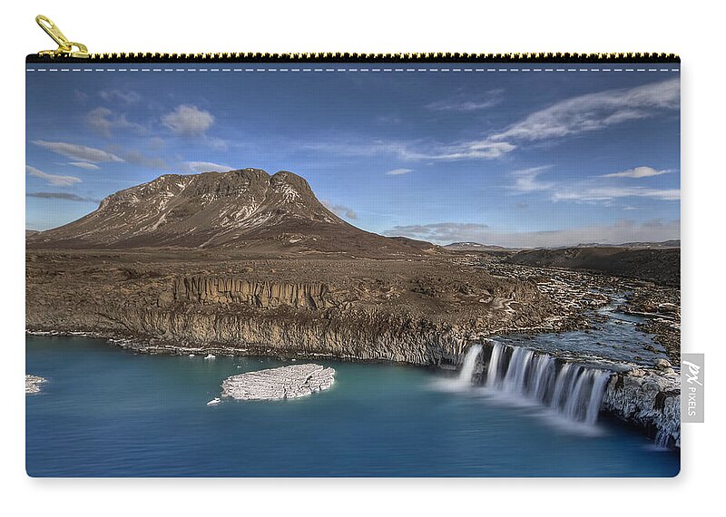 Thjofafoss Zip Pouch featuring the photograph Serene Harmony by Evelina Kremsdorf