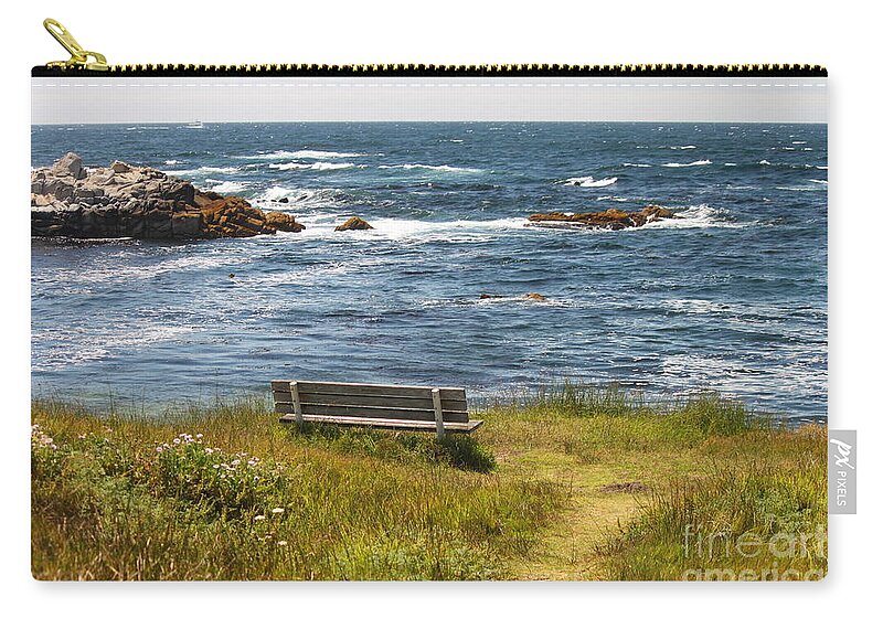Seascape Zip Pouch featuring the photograph Serenity Bench by Bev Conover