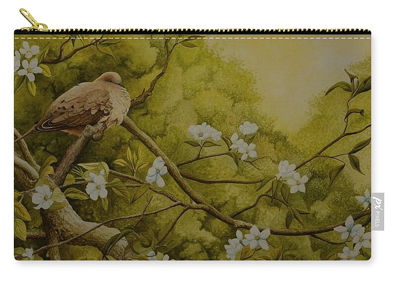 Birds Zip Pouch featuring the painting Serenity by Charles Owens