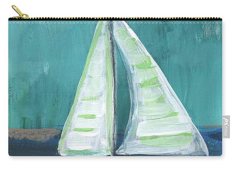 Boat Zip Pouch featuring the painting Set Free- Sailboat Painting by Linda Woods