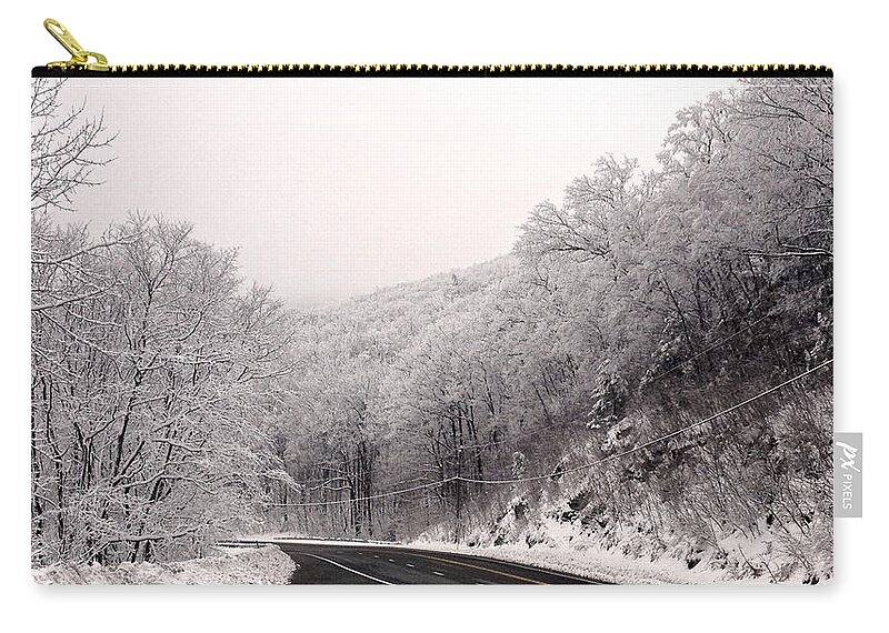 Taconic Hills Zip Pouch featuring the photograph Settled Snow by Kristin Hatt