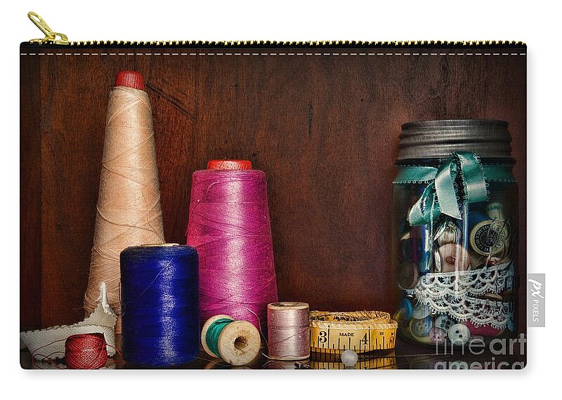 Paul Ward Zip Pouch featuring the photograph Sewing Tools of the Trade by Paul Ward
