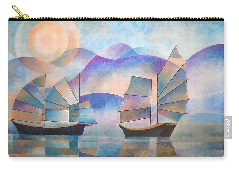 Sailboat Zip Pouch featuring the painting Shades of Tranquility by Taiche Acrylic Art