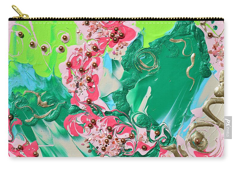 Bold Abstract Zip Pouch featuring the mixed media Shadows Of My Youth by Donna Blackhall
