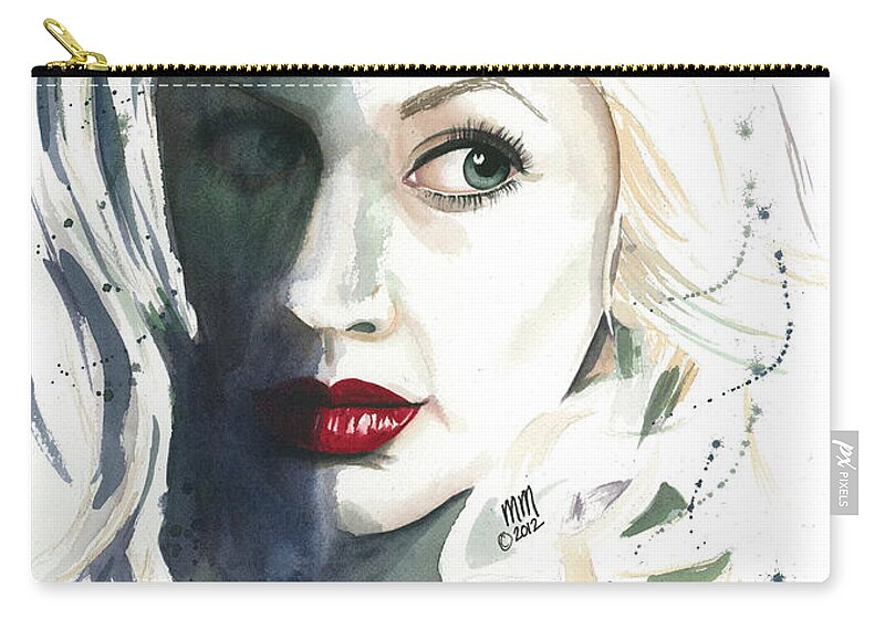 Beautiful Woman Zip Pouch featuring the painting Shadows of the Past by Michal Madison