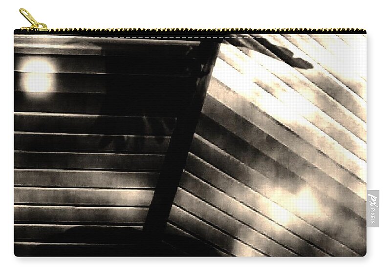Birds Shadows Sepia Dark Photography Blinds Window Conceptual Zip Pouch featuring the photograph Shadows Symphony by Jessica S