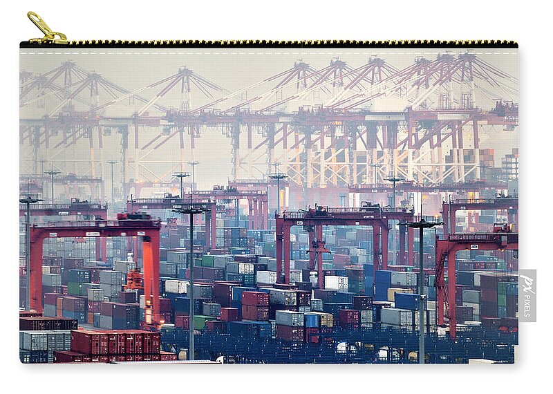Tranquility Zip Pouch featuring the photograph Shanghai Yangshan Deep-water Port, China by Douglas Von Roy