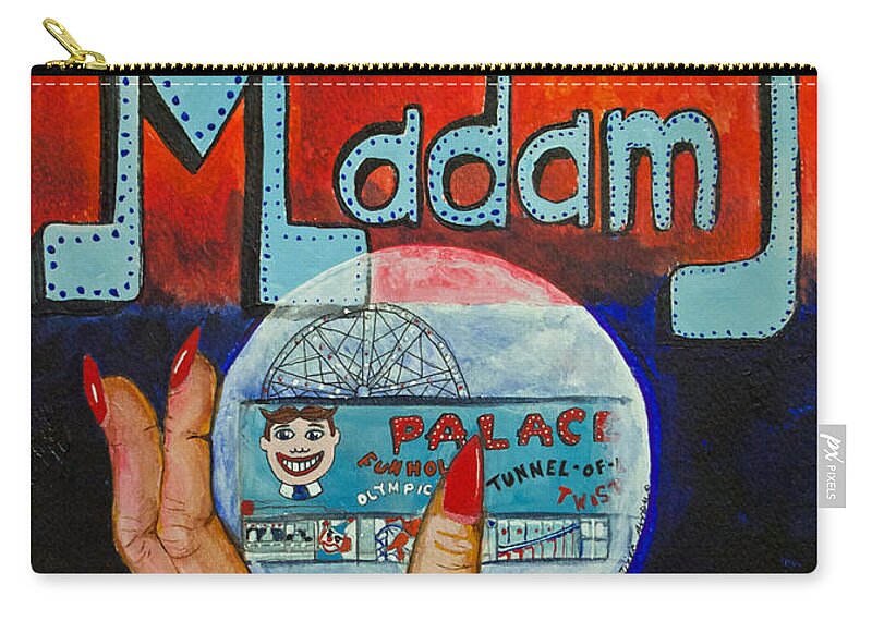 Asbury Park Zip Pouch featuring the painting She Could Not Foretell by Patricia Arroyo