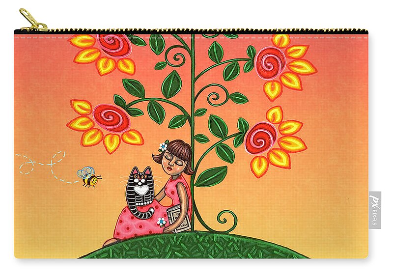 Folk Art Carry-all Pouch featuring the painting She Is Life Barnes and Noble by Victoria De Almeida