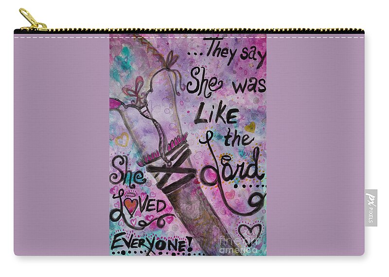 She Loved Everyone Zip Pouch featuring the painting She Loved Everyone by Jacqueline Athmann