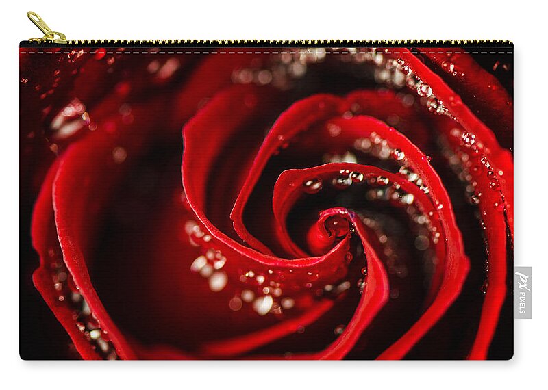 Red Zip Pouch featuring the photograph She Sparkles and Shines by Sandra Parlow