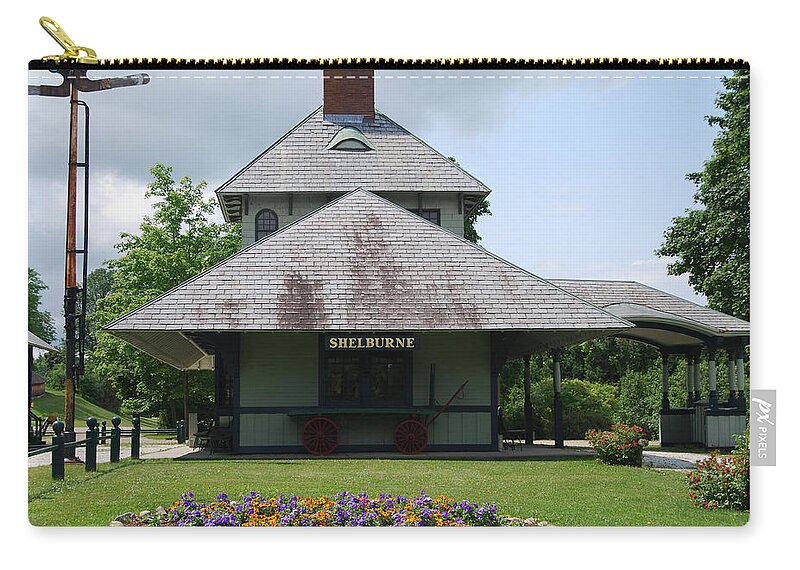 New England Zip Pouch featuring the photograph Shelburne Depot by Caroline Stella