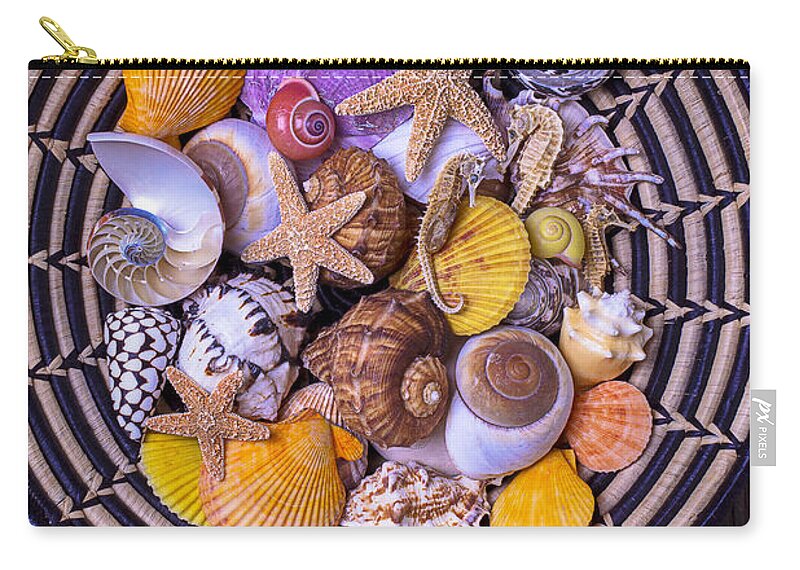 Sea Shells Starfish Zip Pouch featuring the photograph Shell Collecting by Garry Gay