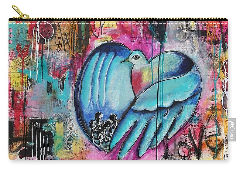 Worship Zip Pouch featuring the mixed media Shelter by Carrie Todd