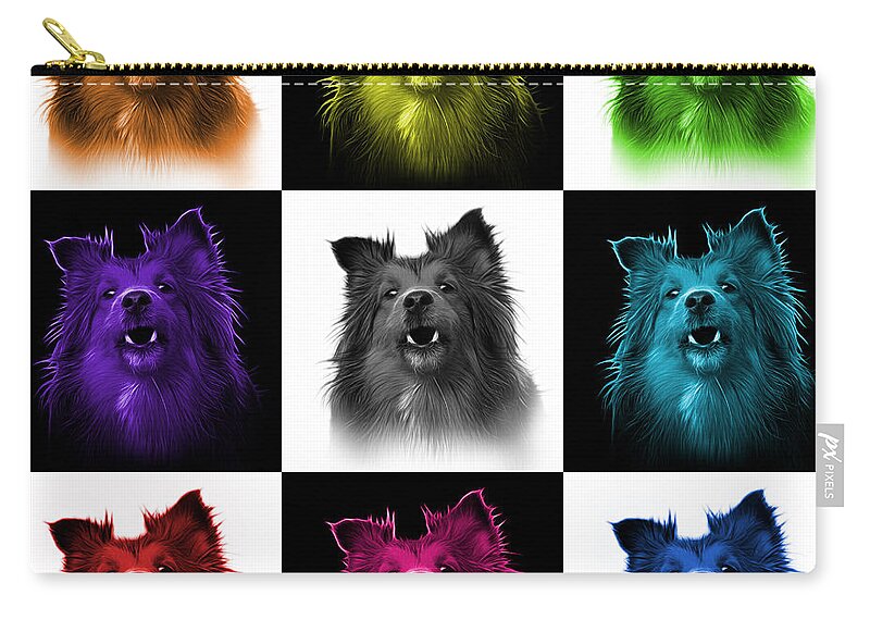 Sheltie Zip Pouch featuring the painting Sheltie Dog Art 0207 - V2 - M by James Ahn