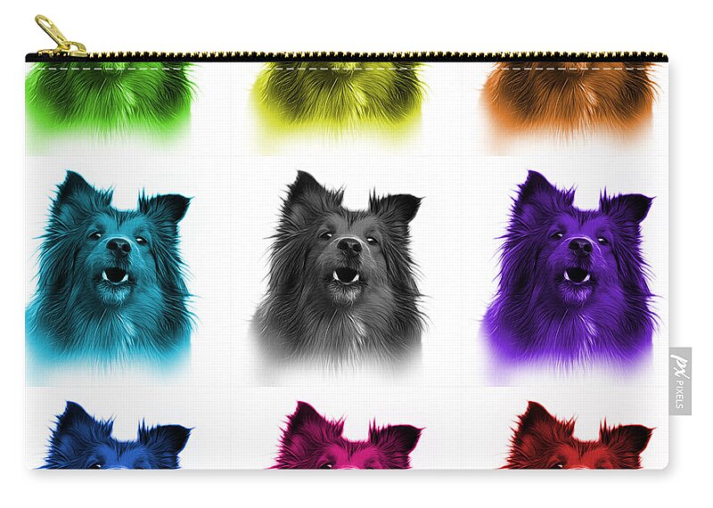 Sheltie Zip Pouch featuring the painting Sheltie Dog Art 0207 - WB - M by James Ahn