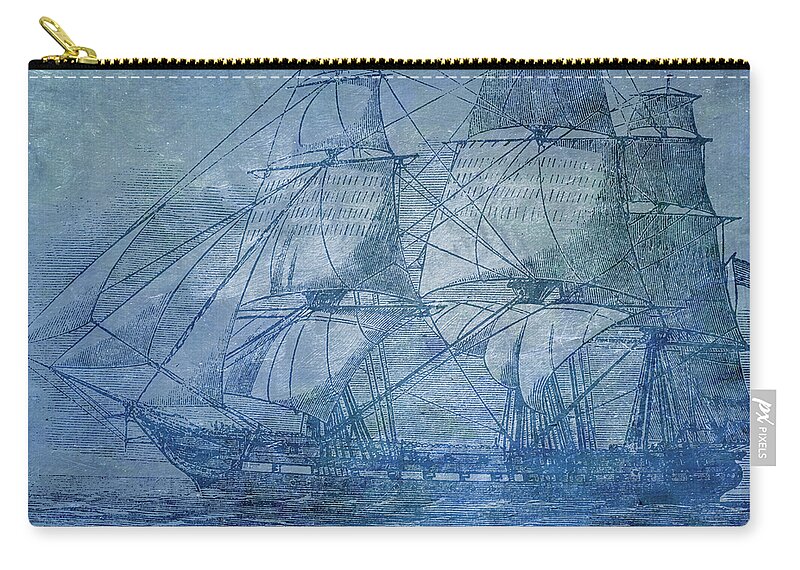 Ocean Zip Pouch featuring the digital art Ship 2 by Angelina Tamez