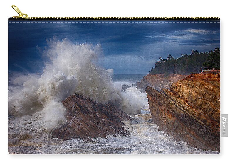 Storm Zip Pouch featuring the photograph Shore Acre Storm by Darren White