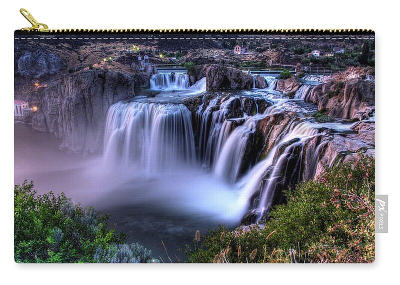 Waterfall Zip Pouch featuring the photograph Shoshone Falls by David Andersen