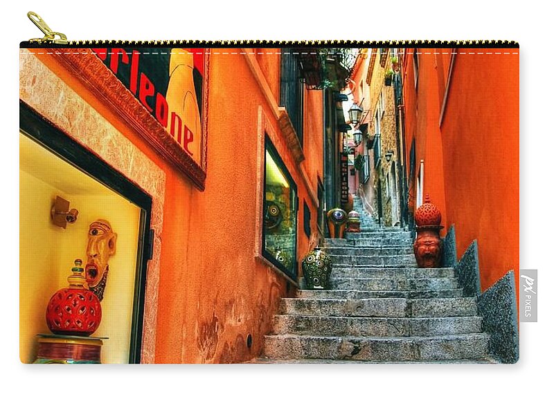 Sicilian Steps Zip Pouch featuring the photograph Sicilian Steps by Mel Steinhauer