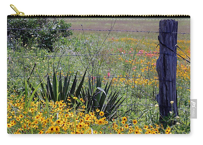 Fence Zip Pouch featuring the photograph Side of The Road Beauty Greeting Card by Leticia Latocki