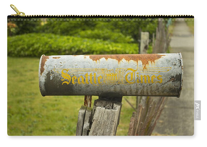 Newspaper Holder Carry-all Pouch featuring the photograph Sign of the Times Seattle Times by Cathy Anderson