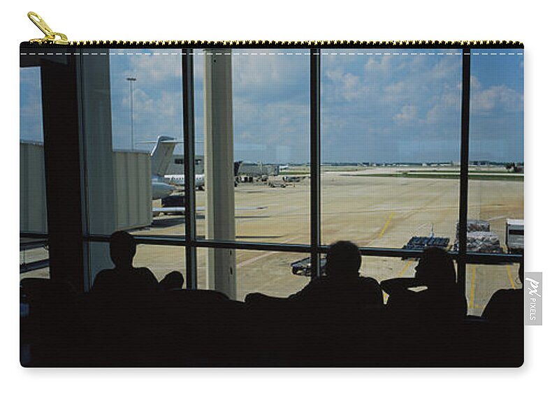 Photography Zip Pouch featuring the photograph Silhouette Of A Group Of People At An by Panoramic Images