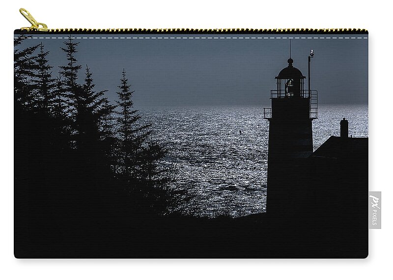 Silhouette Zip Pouch featuring the photograph Silhouette West Quoddy Head Lighthouse by Marty Saccone