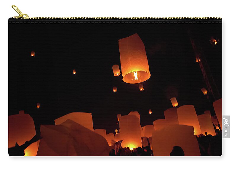 Releasing Zip Pouch featuring the photograph Silhouettes Of People And Dim Lighting by Chrispecoraro