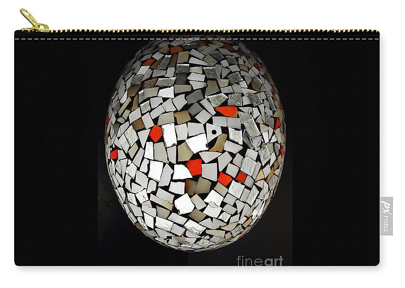 Art Zip Pouch featuring the digital art Silver Egg by Eleni Synodinou