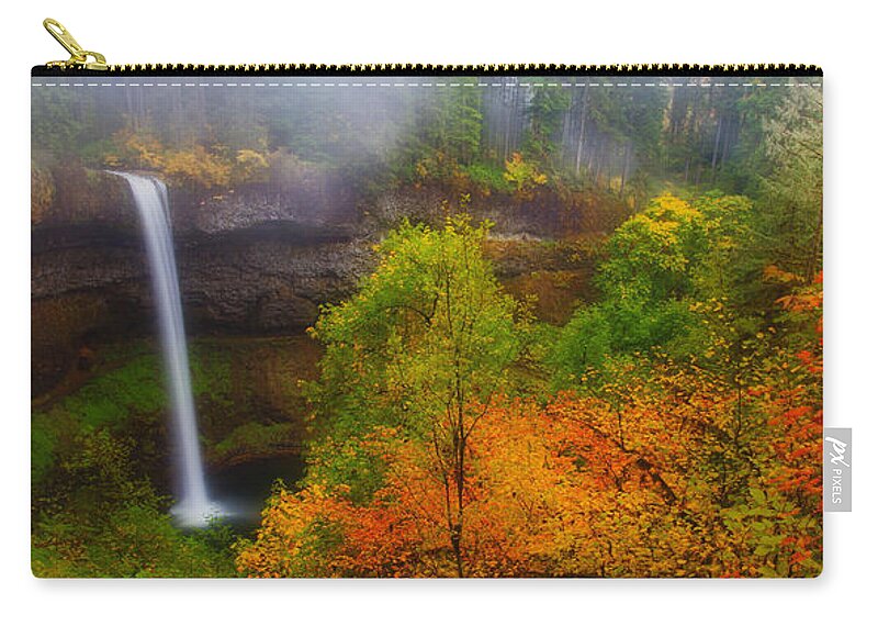Silver Falls Zip Pouch featuring the photograph Silver Falls Pano by Darren White