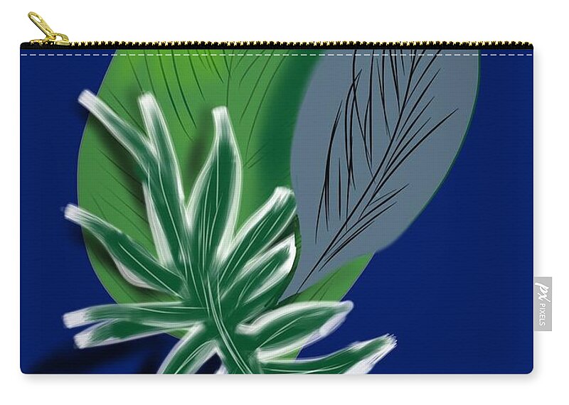 Botanical Zip Pouch featuring the digital art Silver Leaf and Fern II by Christine Fournier