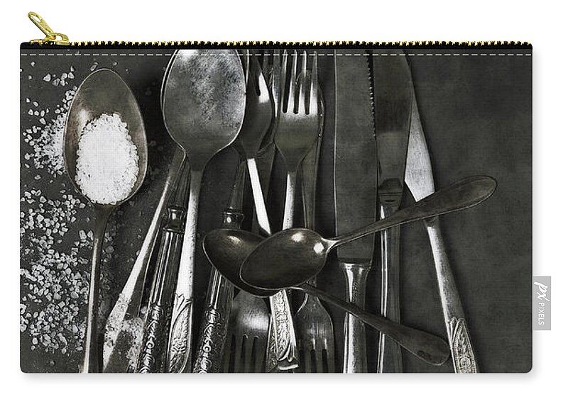 Silverware Zip Pouch featuring the photograph Silverware With Salt by Joana Kruse